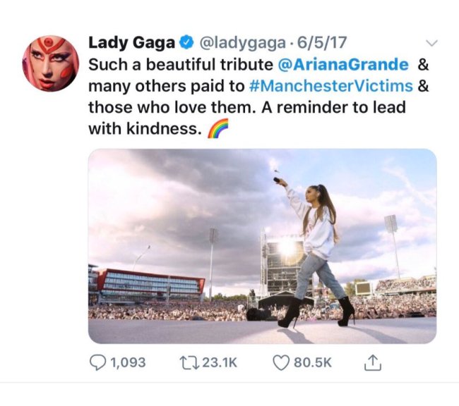 Tweet da Lady Gaga