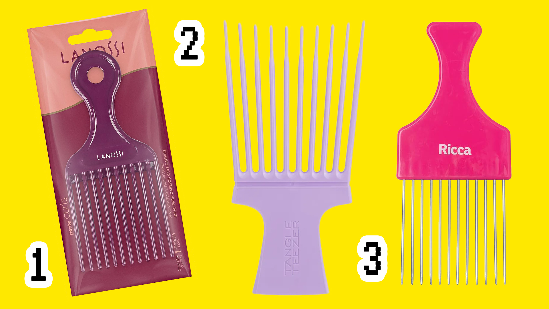 Opções de pente garfo para dar volume ao cabelo crespo