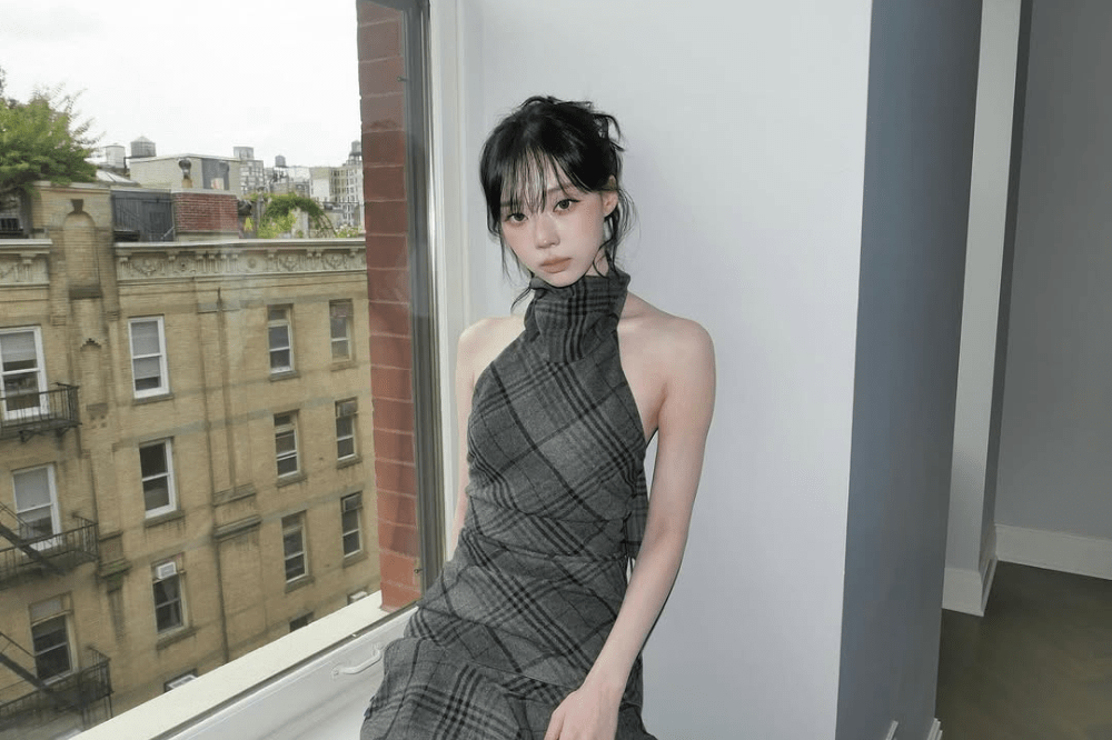 Winter veste vestido cinza e preto