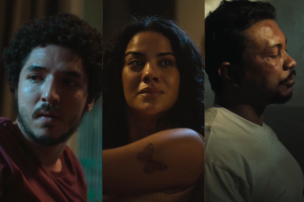 Bella Campos, João Vitor Silva e Xamã em cenas do filme ‘Cinco Tipos de Medo’