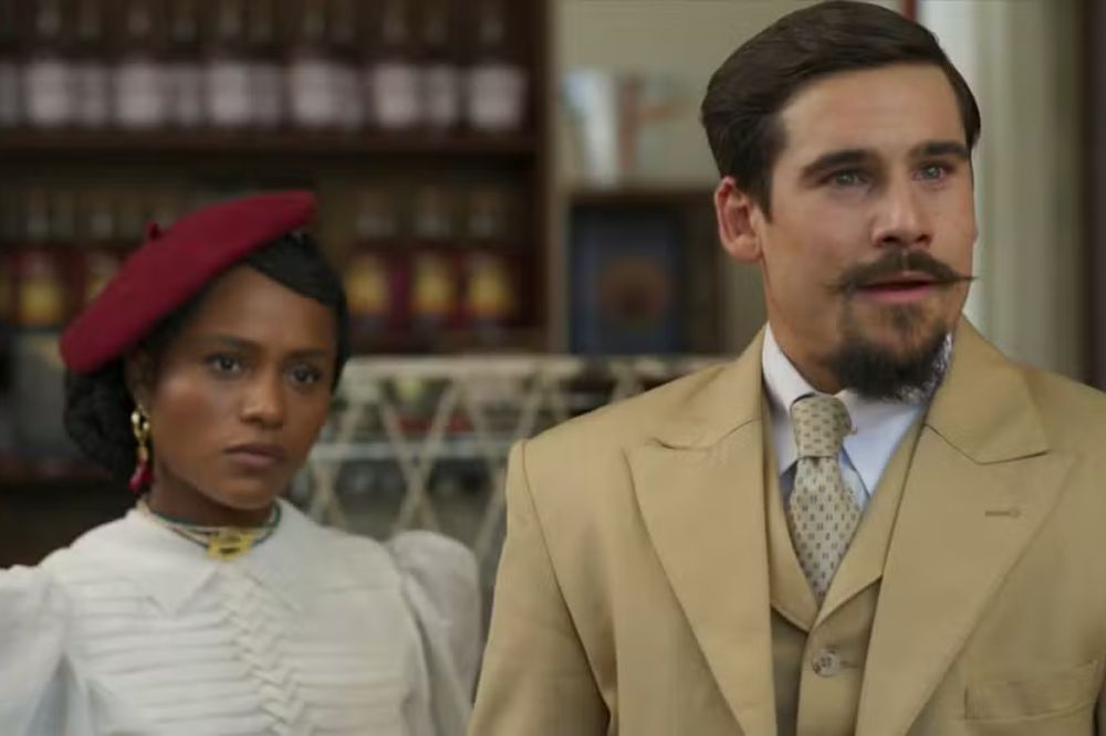 Duda Santos como Alika e Nicolas Prattes como Mirinho em ‘A Nobreza do Amor’